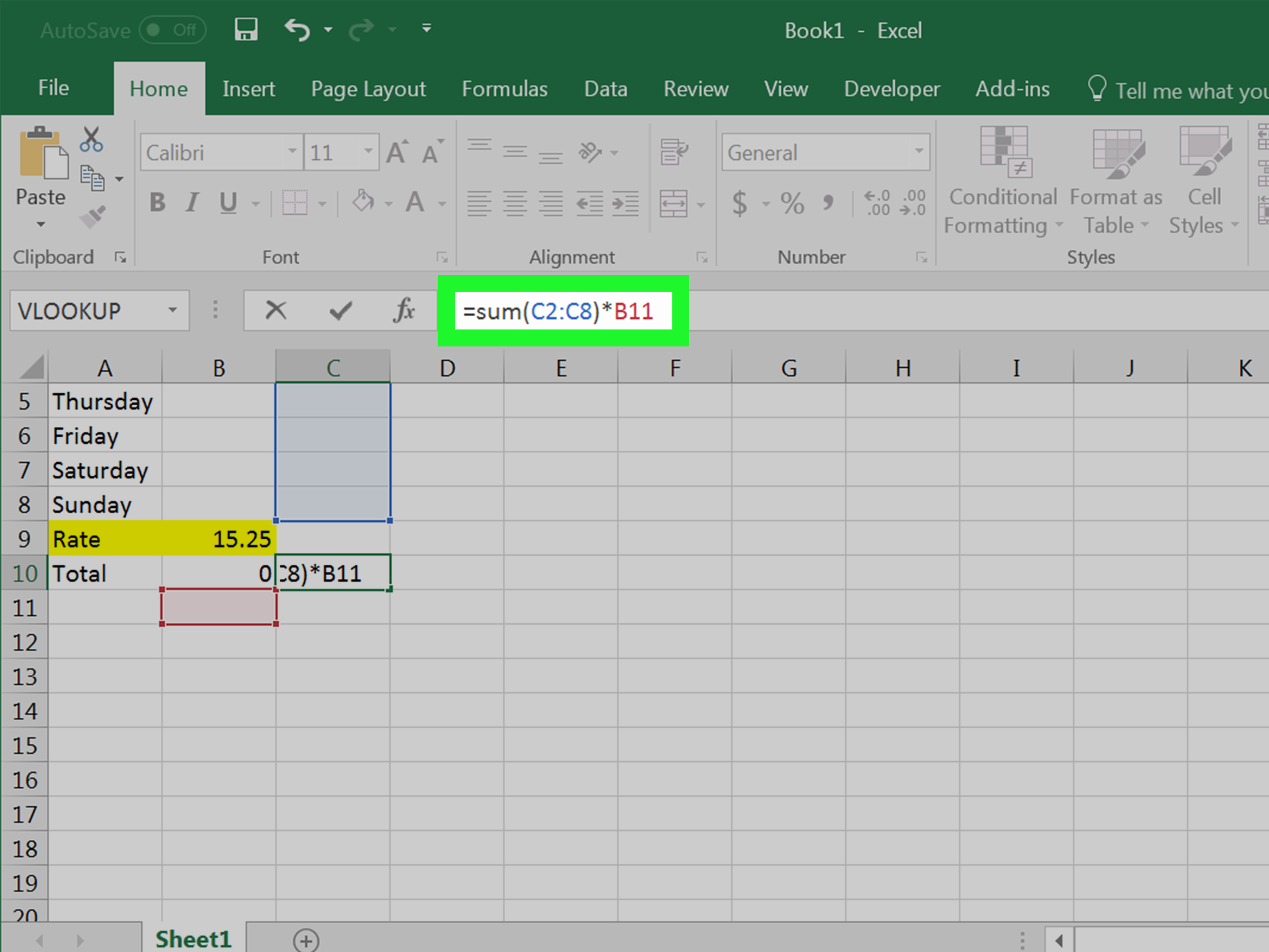 fórmula media en Excel para Mac